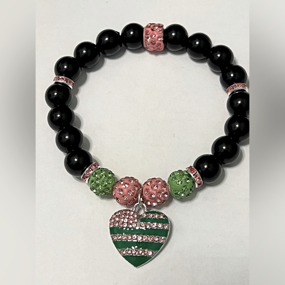 Kamala Harris Heart Of America Bling Bracelet Alpha Kappa Alpha Black Pearl